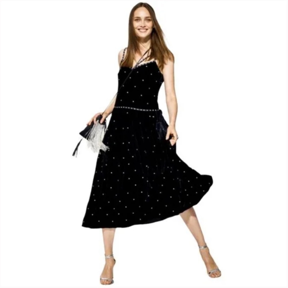 New! Worth New York velvet Judy dress black embellished NWT 399